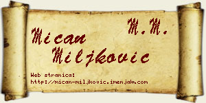 Mićan Miljković vizit kartica